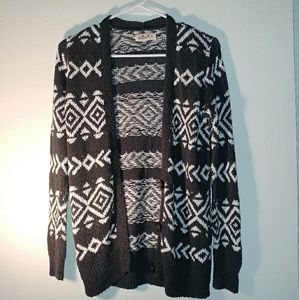 Grey and White Knit Cardigan